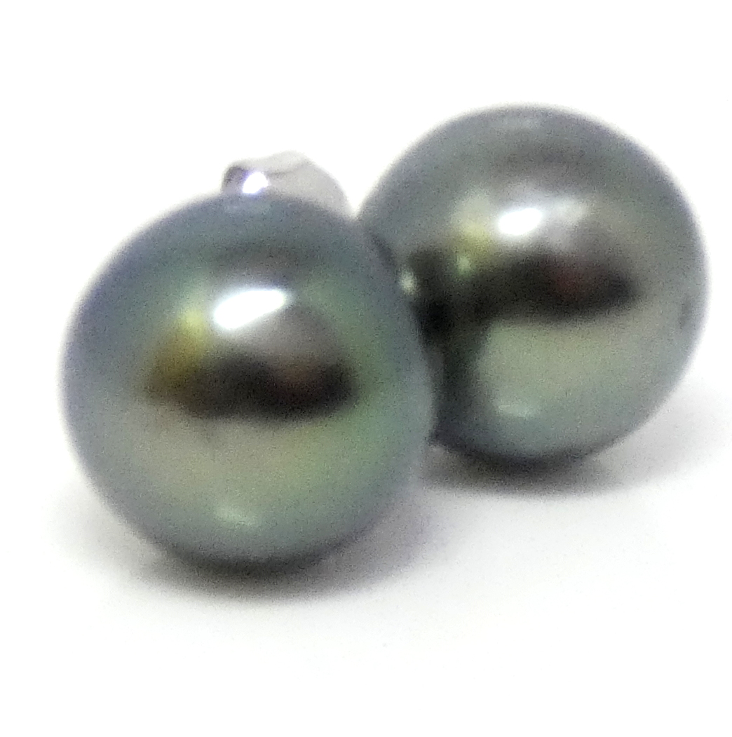 Mauve/Silver Tahitian Pearl Earrings